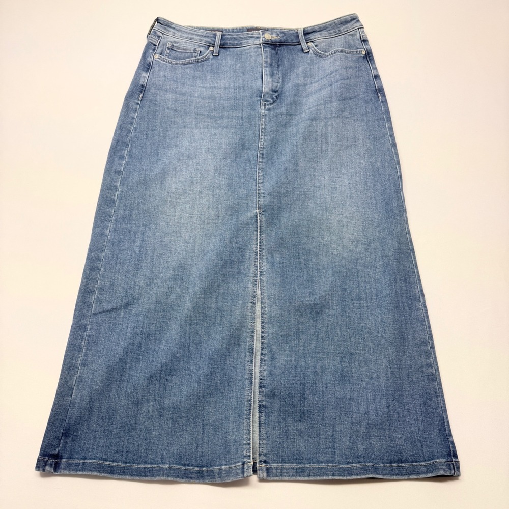 NYDJ Womens Blue Denim High Rise Maxi Skirt Lift Tuck Technology Size 12
